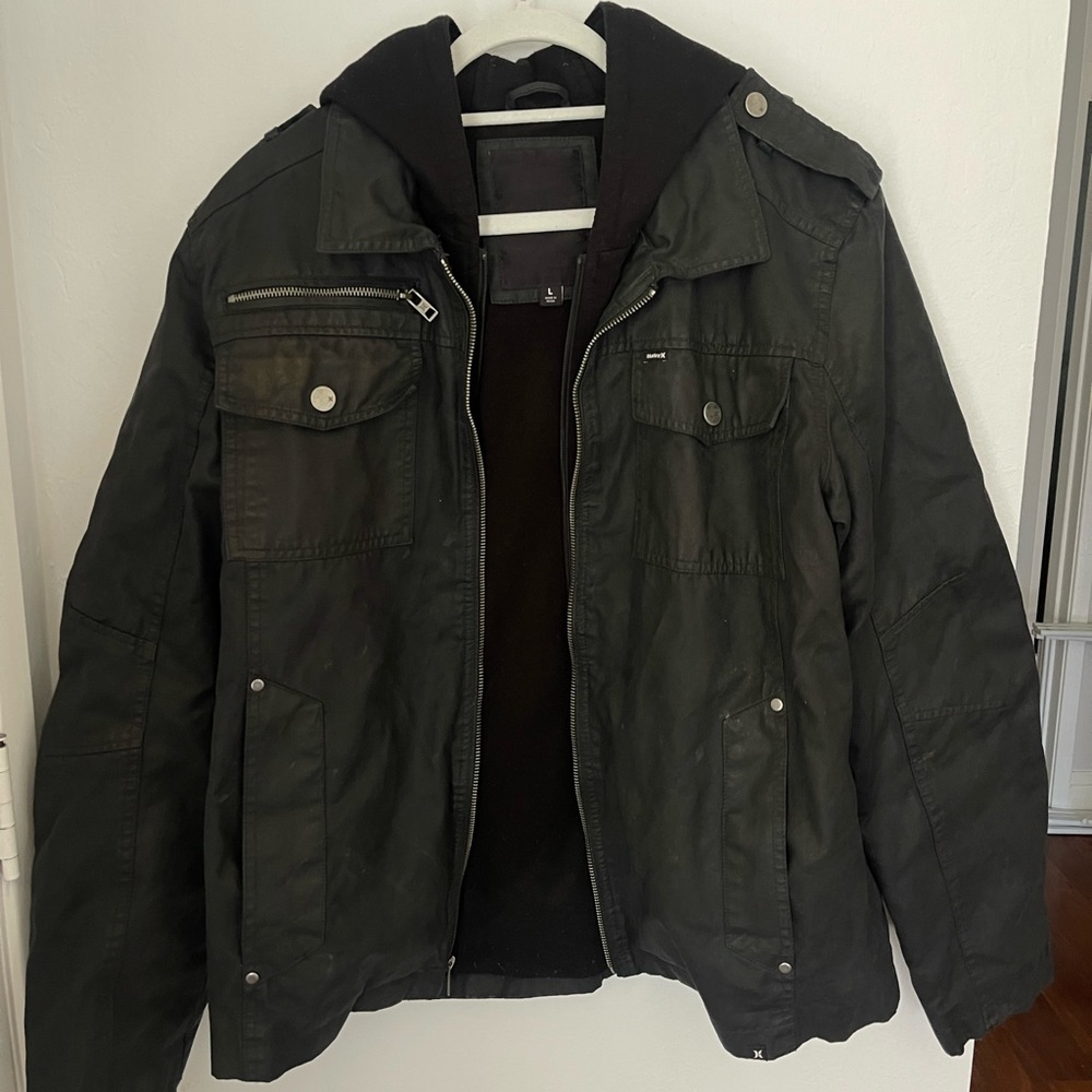 hurley lined leather jacket